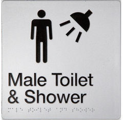Sign, Male Toilet & Shower, , Blue/White PVC - Safety Sign