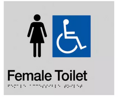 Sign, Female Wheelchair Accessible Toilet, , Blue/White PVC - Safety Sign