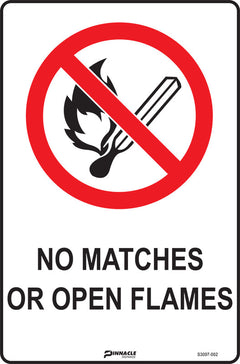 No Matches Or Open Flames Sign - Safety Sign