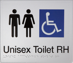 Sign, Unisex Wheelchair Accessible Toilet Right Hand, , Blue/White PVC - Safety Sign