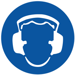 Hearing Protection Pictogram, Disc Sign - Safety Sign