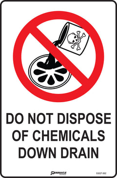 Do Not Dispose Of Chemicals Down Drain Sign - Safety Sign