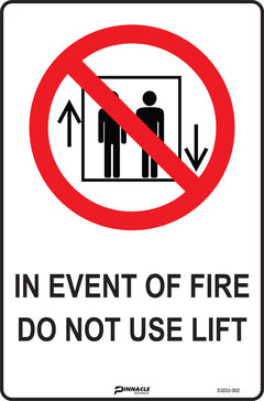 In Event Of Fire Do Not Use Lift Sign - Safety Sign