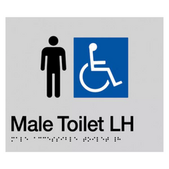 Sign, Male Wheelchair Accessible Toilet Left Hand, , Blue/White PVC - Safety Sign
