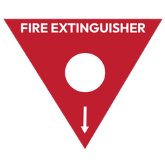 Fire Extinguisher Marker, AB(E) Powder (White Circle), Triangle - Safety Sign