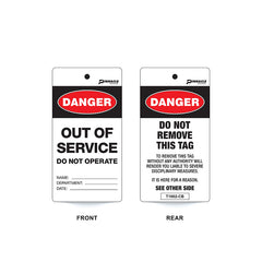 Danger Out Of Service Do Not Operate, Cardboard, Pack/100 Sign - Safety Sign