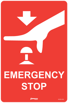 Emergency Stop (With Picto) Sign - Safety Sign