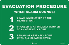 Evacuation Procedure When Alarm Sounds Sign - Safety Sign