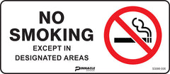 No Smoking Except In Designated Areas - Safety Sign