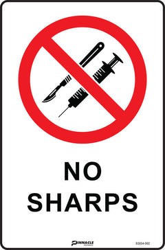 No Sharps (Two Pictos) Sign - Safety Sign
