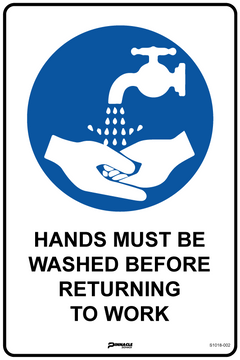 Hands Must Be Washed Before Returning To Work Sign - Safety Sign