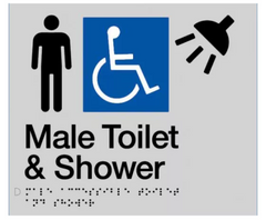 Sign, Male Wheelchair Accessible Toilet & Shower, , Blue/White PVC - Safety Sign