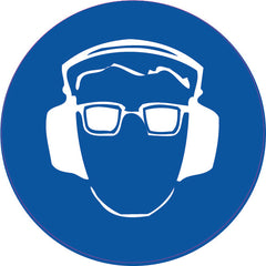 Hearing and Eye Protection Pictogram, Disc Sign - Safety Sign