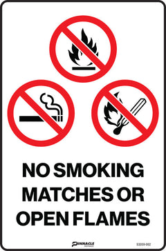 No Smoking Matches Or Open Flames Sign - Safety Sign