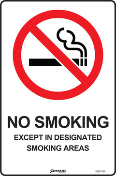 No Smoking Except In Designated Smoking Areas - Safety Sign