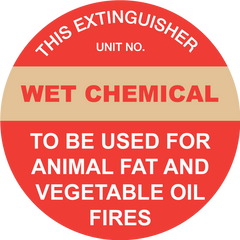 This Extinguisher: Wet Chemical, Disc Sign - Safety Sign