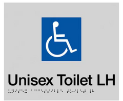 Sign, Unisex Disabled Toilet Left Hand, , Blue/White PVC - Safety Sign