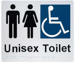 Sign, Unisex Wheelchair Accessible Toilet, , Blue/White PVC - Safety Sign