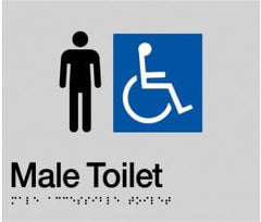 Sign, Male Wheelchair Accessible Toilet, , Blue/White PVC - Safety Sign