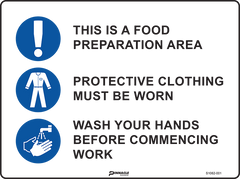 This Is A Food Preparation Area etc... (With Pictos) Sign - Safety Sign