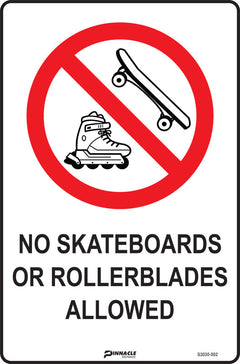 No Skateboards Or Rollerblades Allowed Sign - Safety Sign