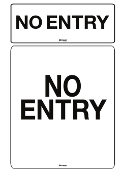 No Entry, Black on White Sign - Safety Sign