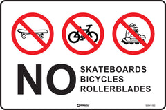 No Skateboards Bicycles Rollerblades (Pictos) Sign - Safety Sign