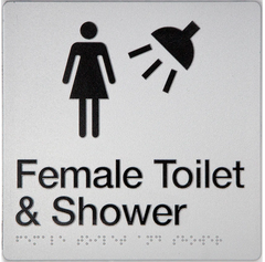Sign, Female Toilet & Shower, , Blue/White PVC - Safety Sign