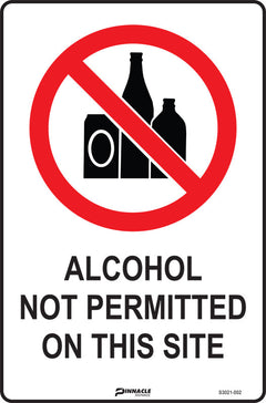 Alcohol Not Permitted On This Site Sign - Safety Sign