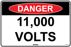 Danger 11,000 Volts Sign - Safety Sign