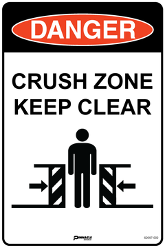 Danger Crush Zone Keep Clear Sign - Safety Sign