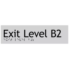 Sign, Exit Level Basement 2, , Silver/Black PVC - Safety Sign