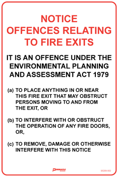 Notice Offences Relating To Fire Exits Sign - Safety Sign