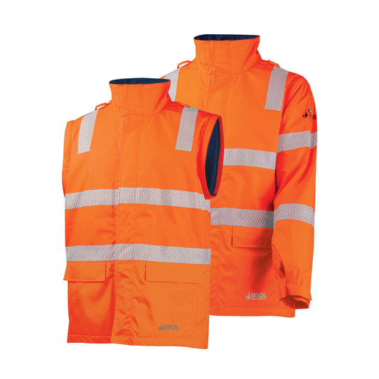 BW1340T4 Hi-Vis PPE 3 Parka with Zip-Off Sleeves and Segmented FR Tape