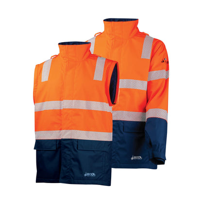 BW2340T4 Hi-Vis PPE 3 Parka with Zip-Off Sleeves and Segmented FR Tape
