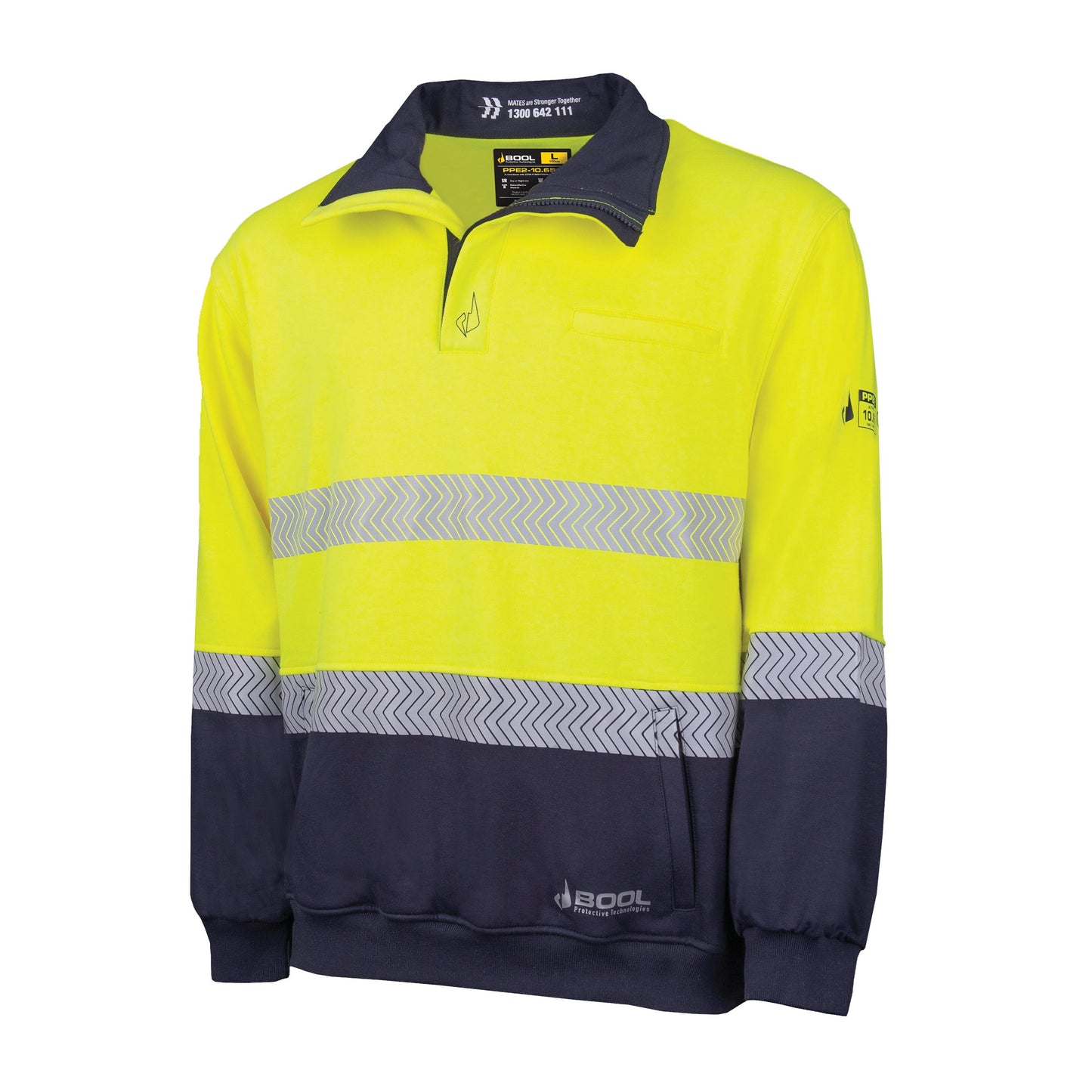 BW2350T1 Hi-Vis PPE 2 Water Repellent Two Tone Fleece Jumper with Segmented FR Tape