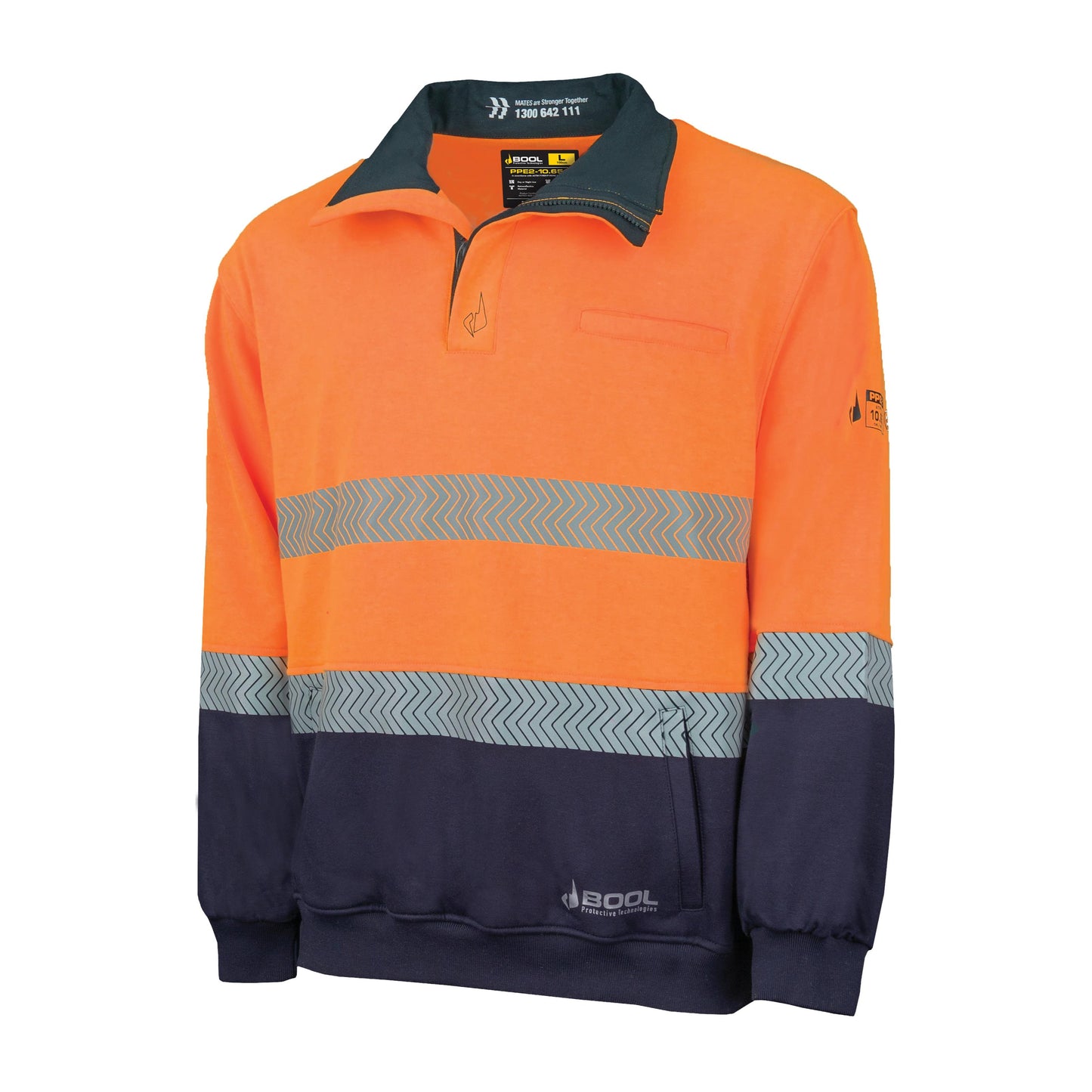 BW2350T1 Hi-Vis PPE 2 Water Repellent Two Tone Fleece Jumper with Segmented FR Tape