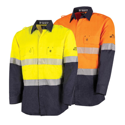 BW2595T1 Regular Weight PPE 2 L/S Hi-Vis Shirt with Segmented FR Reflective Tape