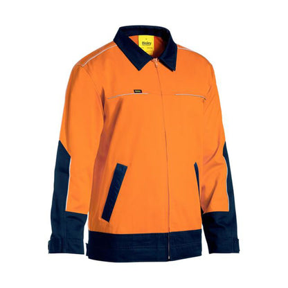 BJ6917 Bisley Two Tone Hi Vis Liquid Repellent Cotton Drill Jacket