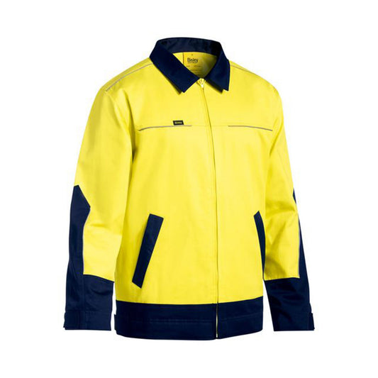 BJ6917 Bisley Two Tone Hi Vis Liquid Repellent Cotton Drill Jacket