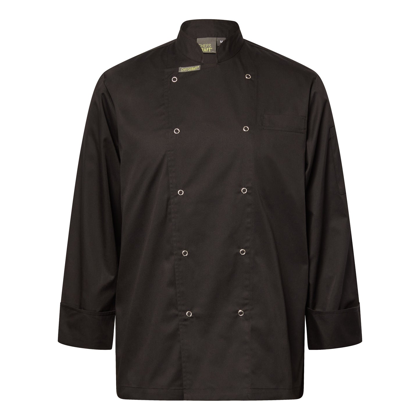 Chefscraft CJ051 Lightweight Executive Long Sleeve Chefs Jacket With Press Studs in Black