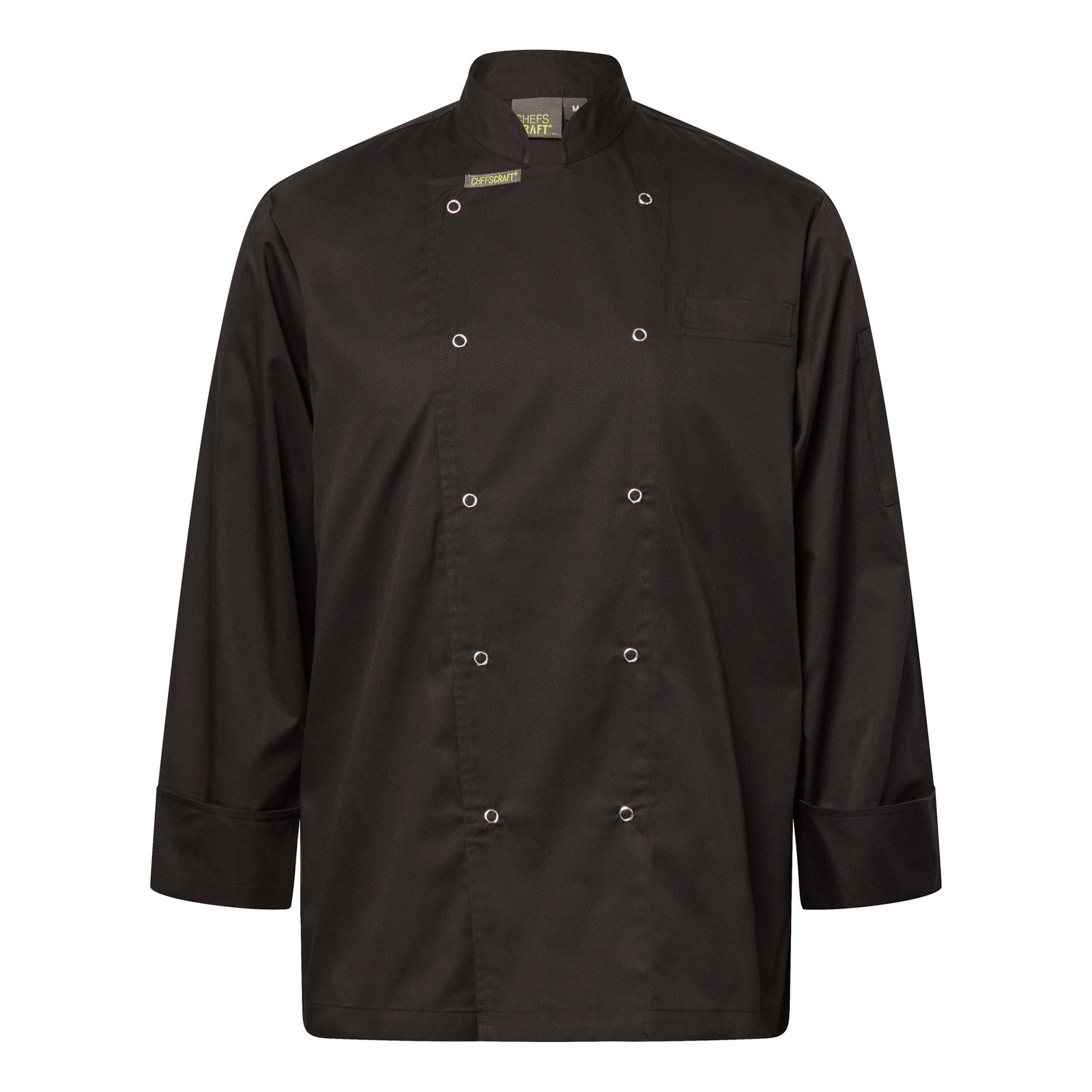 Chefscraft CJ051 Lightweight Executive Long Sleeve Chefs Jacket With Press Studs in Black