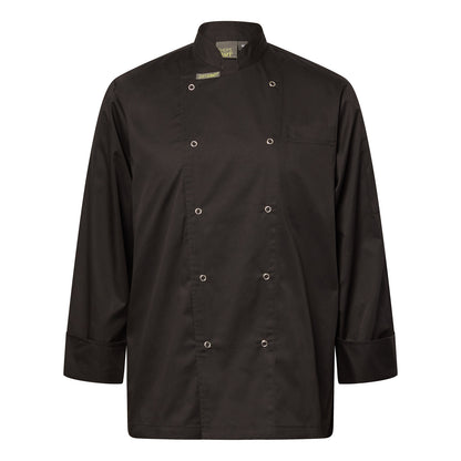 Chefscraft CJ051 Lightweight Executive Long Sleeve Chefs Jacket With Press Studs in Black