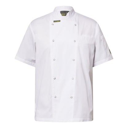 Chefscraft CJ052 Lightweight Executive Short Sleeve Chefs Jacket With Press Studs in White Jkt / White Buttons