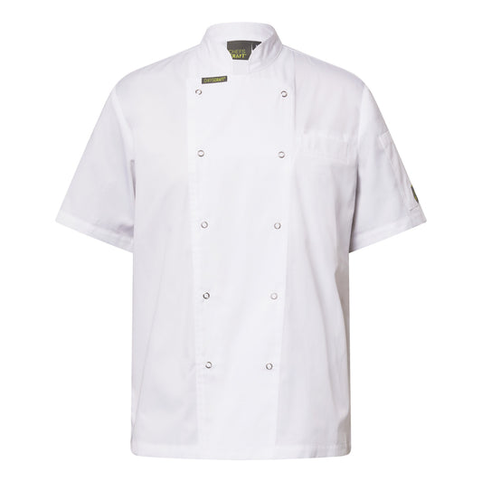 Chefscraft CJ052 Lightweight Executive Short Sleeve Chefs Jacket With Press Studs in White Jkt / White Buttons