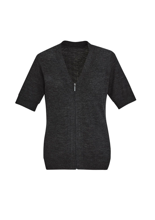 BizCare CK962LC Womens Zip Front Short Sleeve Knit Cardigan