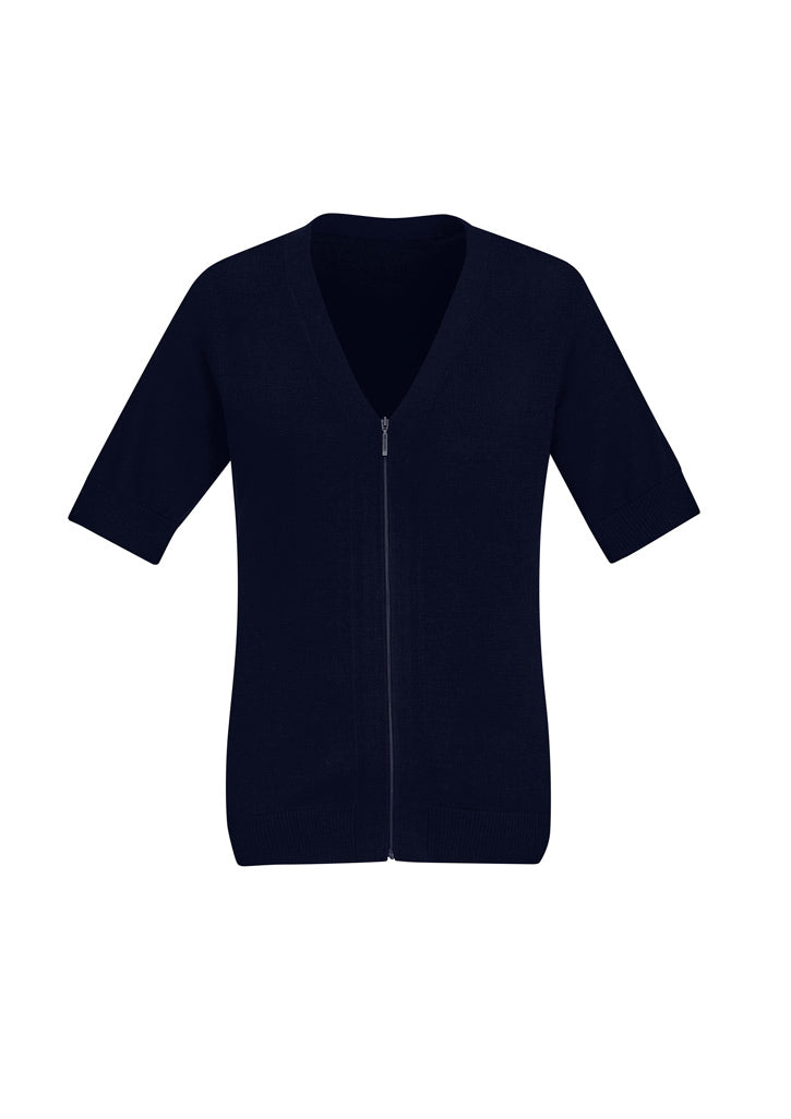 BizCare CK962LC Womens Zip Front Short Sleeve Knit Cardigan