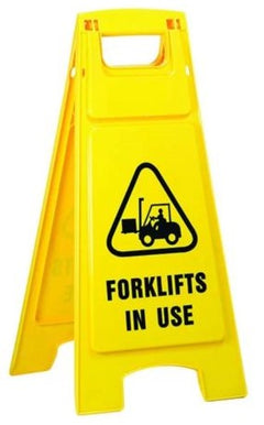 Plastic Sign Stand, , Forklifts In Use - Safety Sign