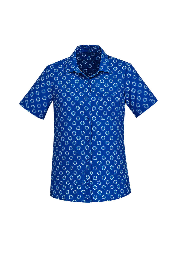BizCare CS948LS Womens Florence Daisy Print Short Sleeve Shirt