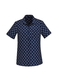 BizCare CS948LS Womens Florence Daisy Print Short Sleeve Shirt